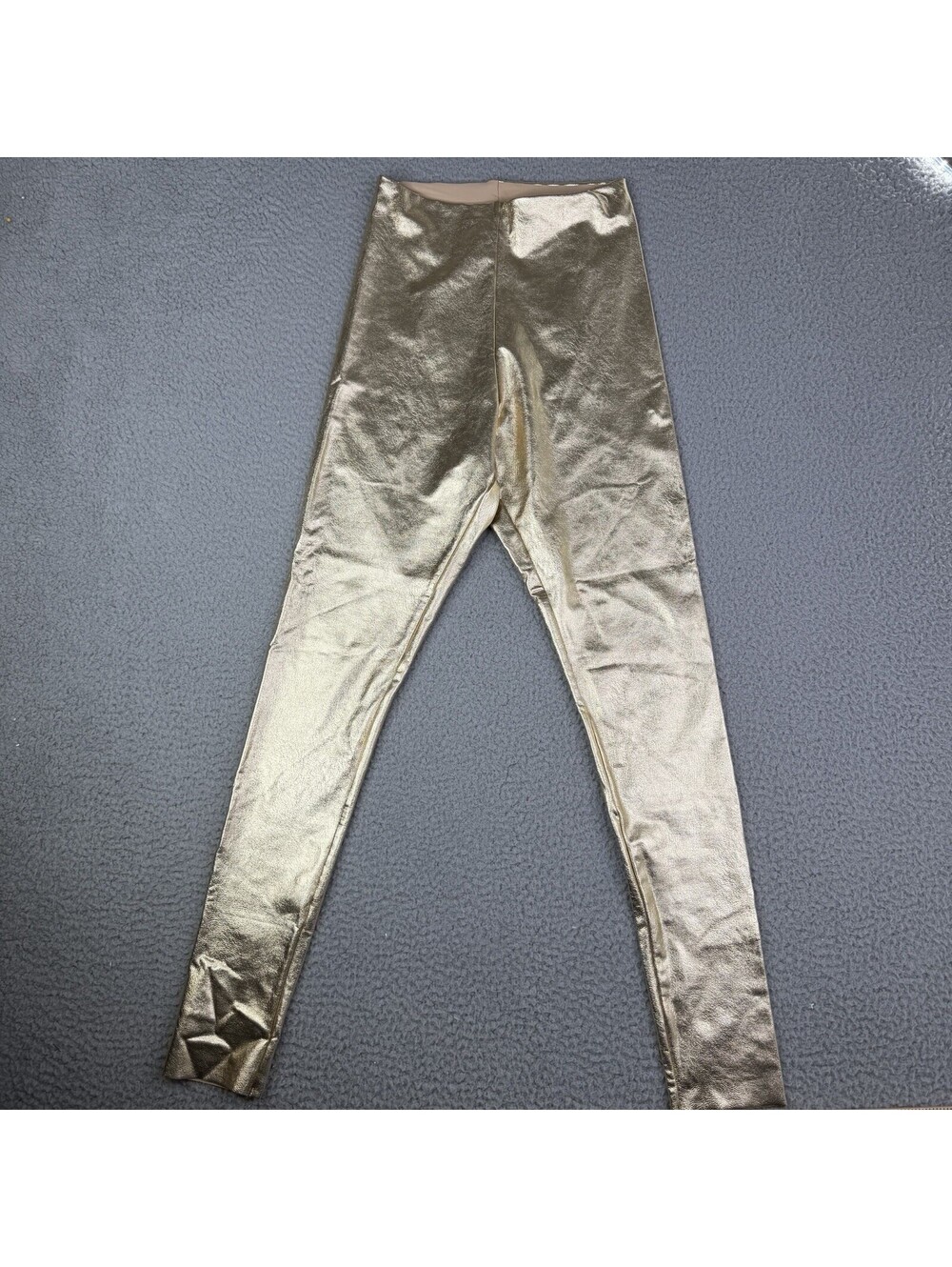 Commando Faux Leather Leggings Womens Sz M Gold High Rise Ankle Stretch